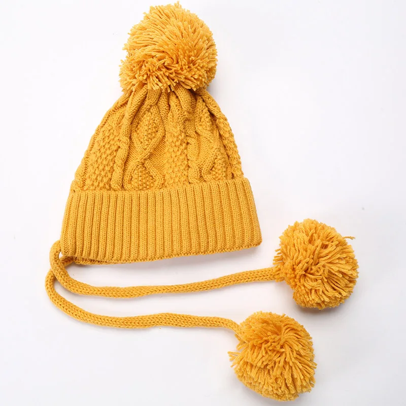 Теплая шерстяная шапка с помпоном, зимние шапки бини для женщин, шапка в Корейском стиле, новая модная шапка Femme Hiver, аксессуары, головные уборы, подарки - Цвет: Цвет: желтый
