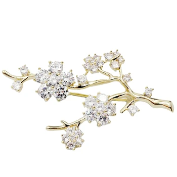 

Fashion Plant Zircon Brooch Ladies And Ladies Accessories Korean Flower Brooch Wedding Jewelry Sweater Shirt Pins