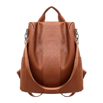 

Aelicy Female anti-theft backpack classic PU leather solid color backpack fashion shoulder bag Dual-use Small Backpack 1105