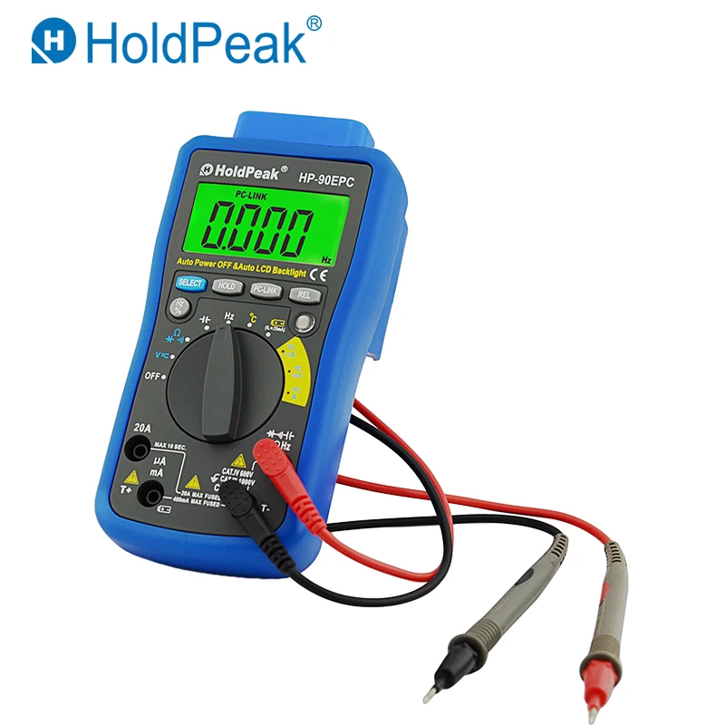 HoldPeak HP-90EPC мультиметр цифровой USB мультиметр AC/DC Напряжение Ток C/F Температура тестер Цифровой мультиметр USB интерфейс Поддержка ПК