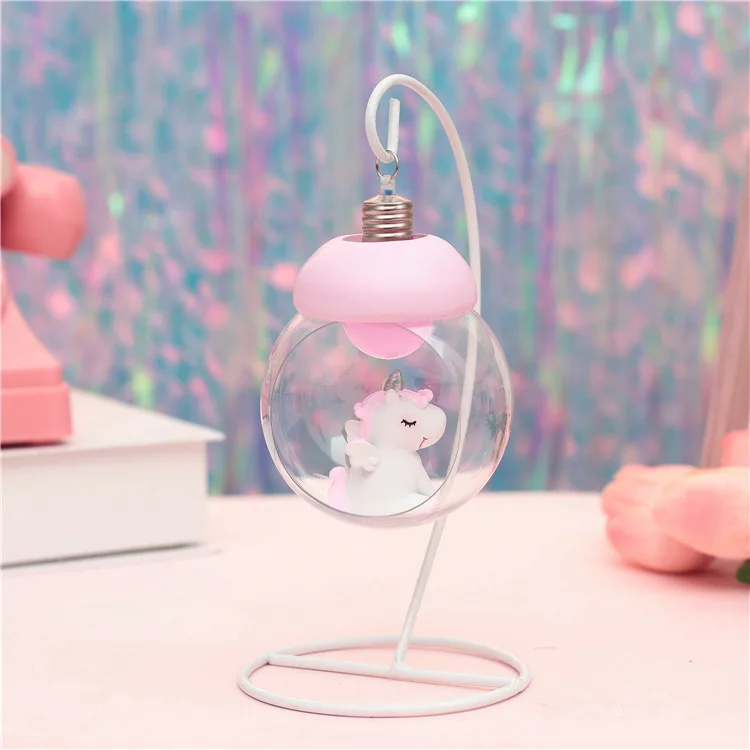 Ins Cute Carttoon Unicorn Night Light Creative Night Lamp Home Decor Ornaments Light Kids Baby Girl Christmas Birthday Gift - Испускаемый цвет: pink