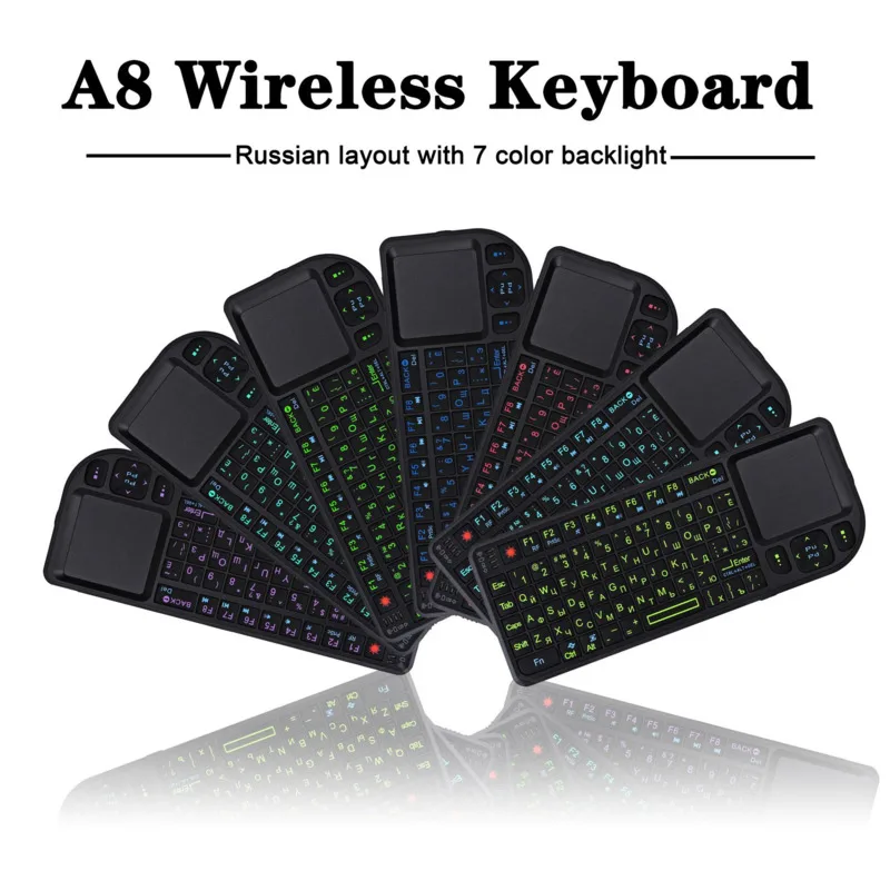 Миниатюрная Беспроводная клавиатура Tastiera с Bluetooth семицветная подсветка