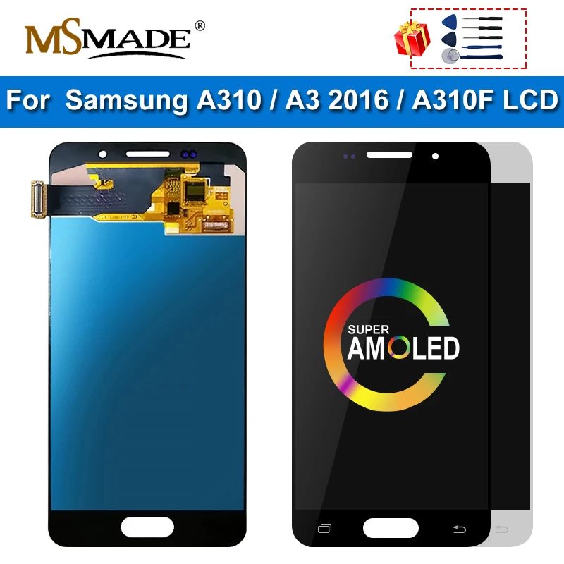ЖК дисплей SUPER AMOLED для Samsung Galaxy A310 LCD A310F A310M A310H A3 2016 сенсорный экран дигитайзер