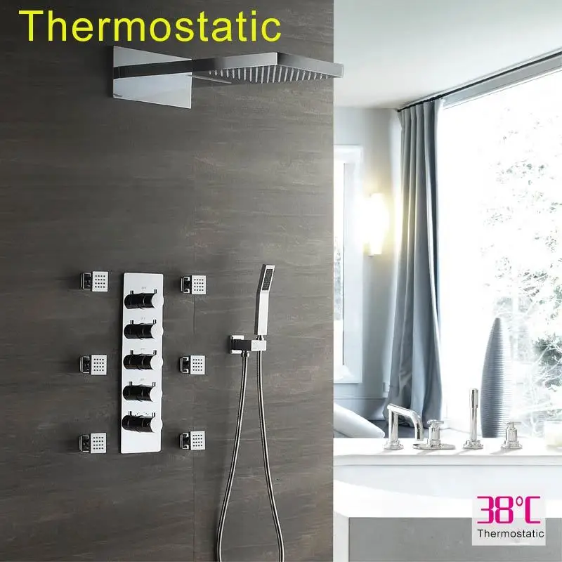 

Deluxe shower game three functions SUS304, roof shower head, hot and cold faucet, cascade 570 * 230mm