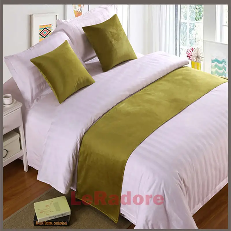 Khaki Yellow Роскошный бархатный однотонный Комплект постельного белья, шарф для гостиницы, протектор для мотеля, чехол для кровати, декоративный шарф, король, подушка для гостиниц, зеленый чехол - Цвет: Khaki Yellow