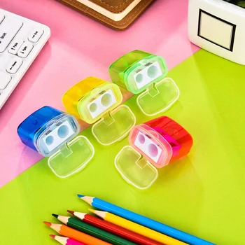 

Dual Hole Pencil Sharpener Manual Pencil Sharpeners with Lid for School Home Office Using (24 Pieces)