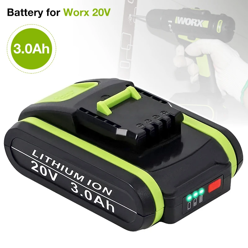 WA3553 20V 3000mAh Li-Ion Replacement Rechargeable Battery for Worx Power Tool WA3551 WX390 WX176 WX178 WX550 WX678 | Электроника