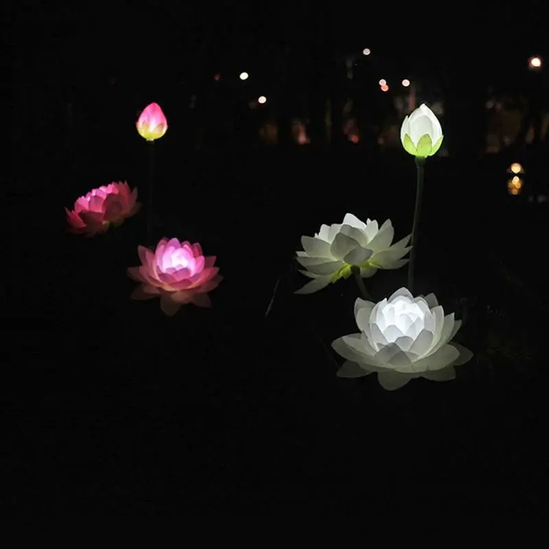 3LED Моделирование Цветок лотоса садовый светильник на солнечных батареях