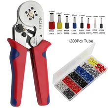 Hand Tools Crimping Tools Pliers Electrical Tubular Terminals Box Mini Clamp Tools Set With 1200Pieces Tube In Case 0.25-10mm2