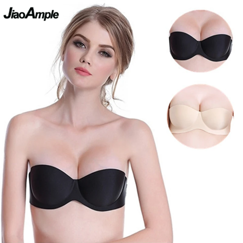 

Summer Strapless Gather Non-slip Bra Women Invisible Push Up Wedding Dress Brasiere Girls Lady Thin Cozy 1/2 Underwear Lingerie