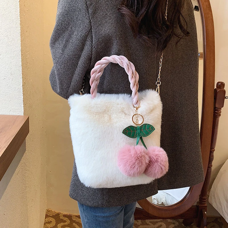 fluffy bag with chain
