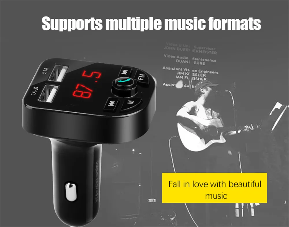 3.1A+ 1A двойной USB Быстрый зарядный автомобильный bluetooth-приемник MP3 конверсионный плеер Мобильный телефон USB прикуриватель автомобильное зарядное устройство X5