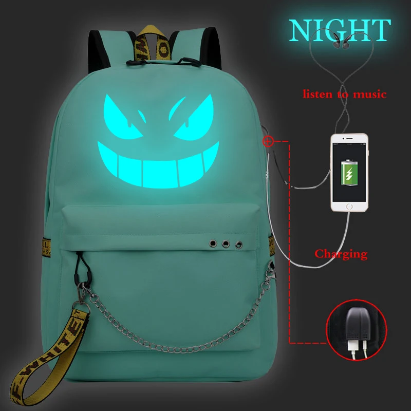 Girls Backpacks 17 Рубашка с принтом Покемон рюкзак Mochilas Harajuku USB школьные сумки для девочек Для женщин Колледж студентов ноутбук рюкзак дорожный рюкзак - Цвет: Girls Backpacks 17