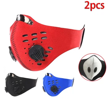 

2Pcs Mouth Mask Activated Carbon Filter Air Valve Outdoor Dust-proof Protective Face Cover Bacteria Proof Flu Face Masks