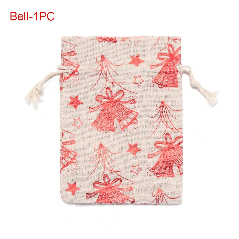 Bell-1PC 1/5 шт, рождественские Винтаж натуральная Мешковина Подарочные мешки для конфет, Свадебный вечерние пользу мешок», «Лось», «Снежинка из натурального джута подарочная упаковка - Цвет: Bell-1PC