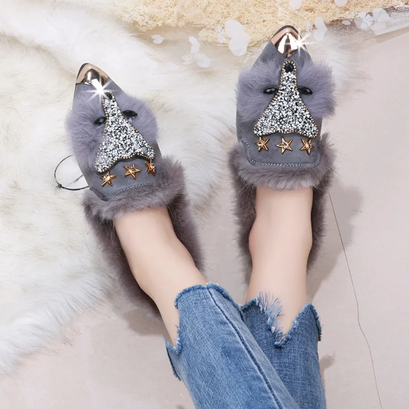 Billige 2019 Winter Schöne Design Schuhe Frauen Mode frauen Flache Ferse Schuhe Perlen Dekoration 2 Farben Größe 35 bis 40 m9501 RU09 G