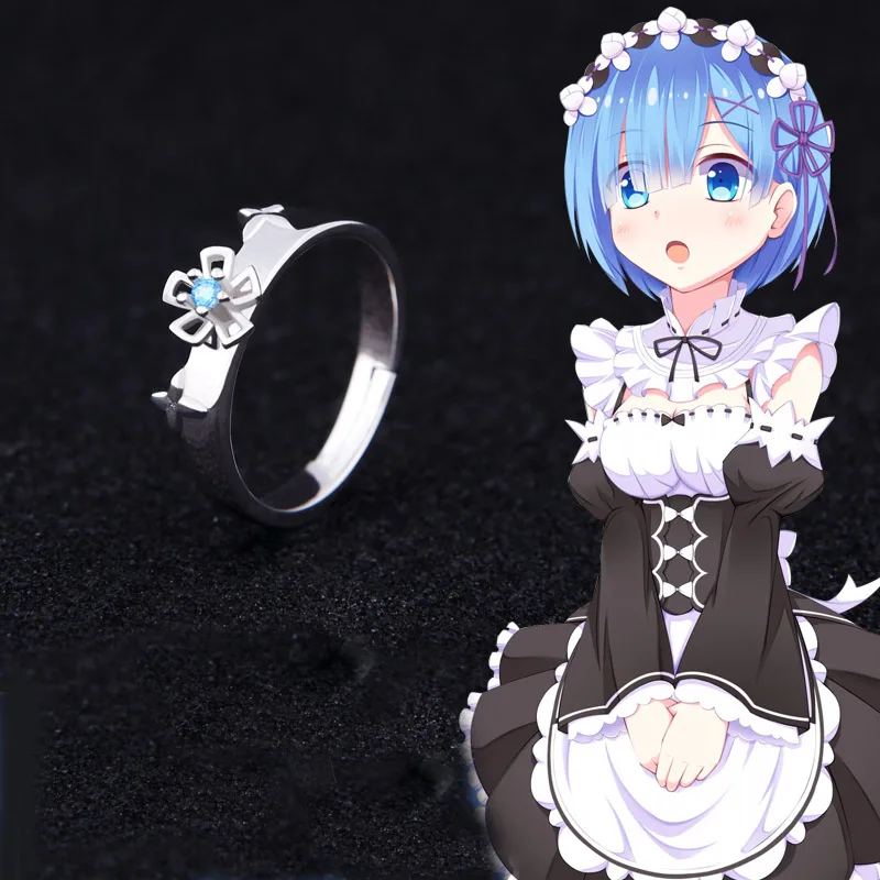 Кольцо из стерлингового серебра 925 аниме Re: Zero kara Hajimeru Isekai Seikatsu Rem цветочное кольцо с изменяющимся размером Косплей Хэллоуин Рождественский подарок