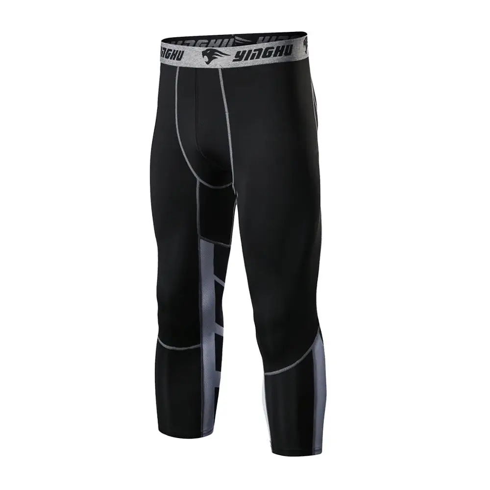 Мужская компрессионная Термоодежда, брюки, леггинсы, колготки для бега, спорта, спортзала, фитнеса, штаны для тренировок, спортивная одежда - Цвет: MKMS1014 Calf-length