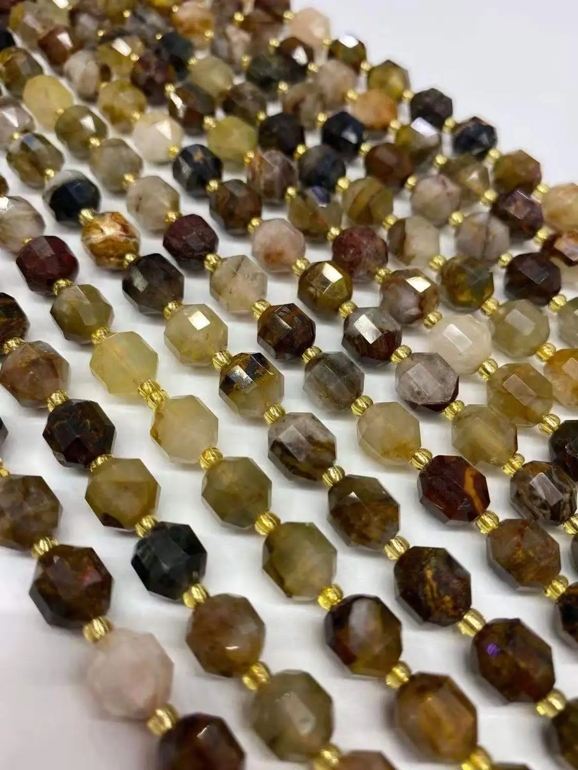 

( 1 strand) Natural pietersite 8-10mm faceted energy column loose beads stone for jewelry making design DIY