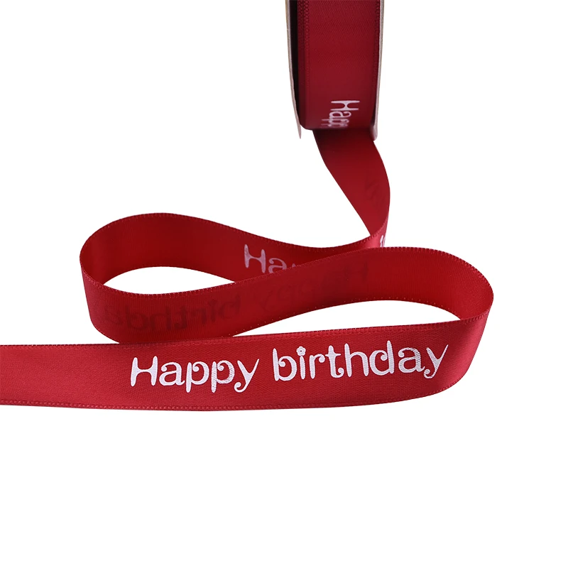 5 м/10 м/20 М лента из полиэстера с принтом на день рождения, украшение на день рождения, лента для упаковки подарков, материал ручной работы - Цвет: burgundy
