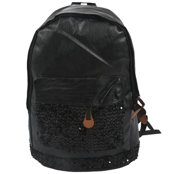 

LJL-Fashion Women Backpack Big Crown Embroidered Sequins Backpack Women Leather Backpack School Bags