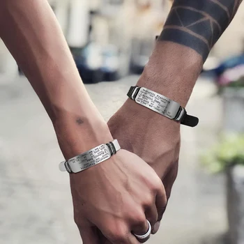 

White Silicone Band Bracelet Personalise Tag Bracelets Gift For Men Women Mom Daughter Grandma Couple Jewelry