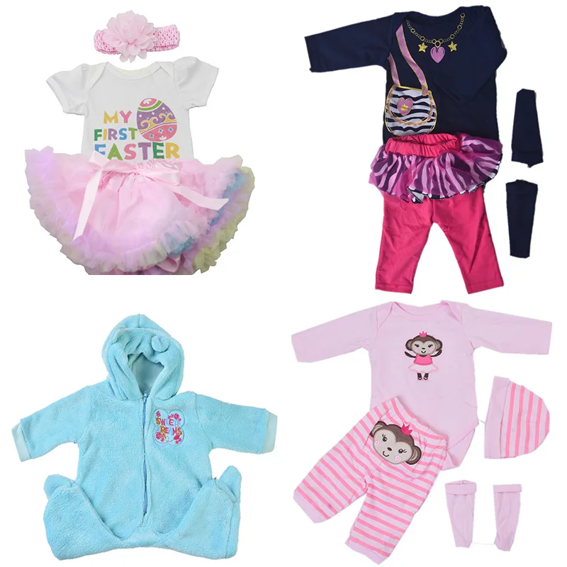 

Doll Clothes Pajamas 11Sets Dress Jump Suits Fit 22 Inch 50-58 Baby New Born Reborn Doll Christmas gift