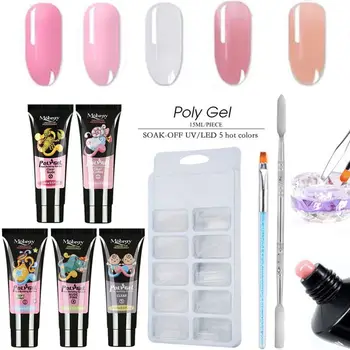 

Professional Poly Gel Nail Polish Kit Nail Art Builder UV Gel Extension Nail With Nail Brush Model Nail Tips and Scraper