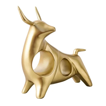 

Geometric Bullfighting Statue Animal Sculpture Bronze Hollow Decorative Statue Retro Home Decoration Resin Crafts Gift