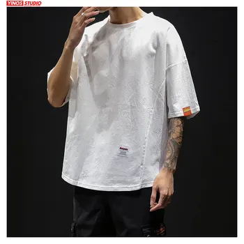 

Dropshipping 2020 Spring Oversizes Hip-Hop T-shirts Fashion Short Sleeve Tops Streetwear Harajuku Solid Causal Tees