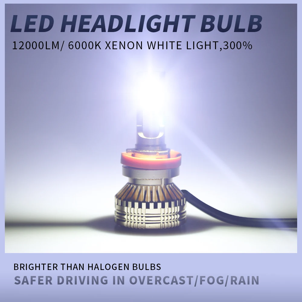 2 шт./лот H8/H9/H11 12000LM 6000K белый супер яркий TX3570 чип Автомобильные фары лампы IP67 водонепроницаемый для автомобильных фар