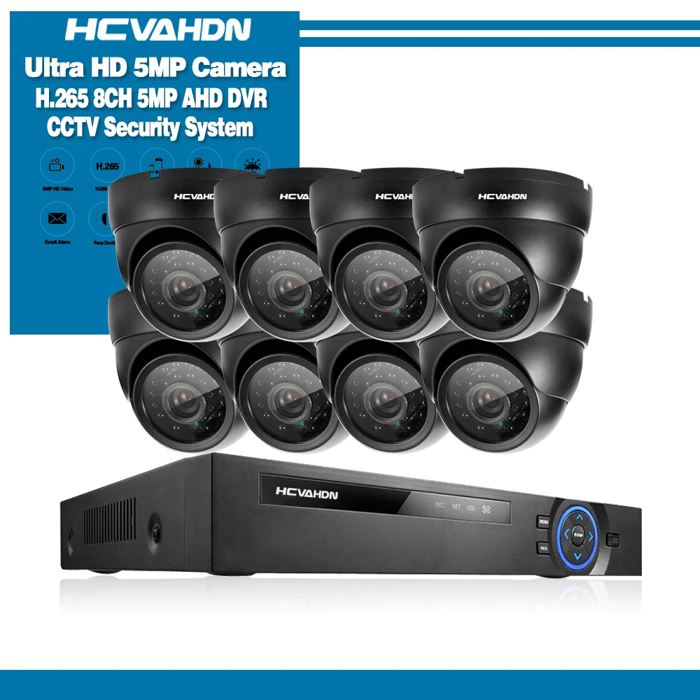 Белый H.265 супер HD 5MP 2592*1944 аудио AHD система наблюдения CCTV 8CH DVR NVR комплект водонепроницаемая внутренняя и наружная система видеонаблюдения камера система - Цвет: Белый