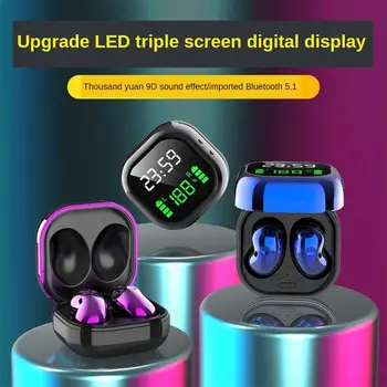 

2020 new S6plus TWS Bluetooth 5.1 LED Color Screen HiFi Wireless Mini Clock Earphones 6D Stereo Headset Wireless Headphones