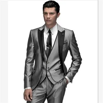 

New Classic Men’s Suit Smolking Noivo Terno Slim Fit Easculino Evening Suits For Men Charcoal tuxedo Groom Tuxedos wedding tuxed