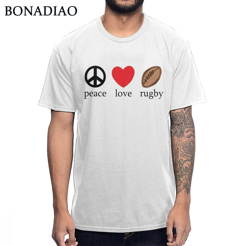 O-neck Peace Love Rugby T Shirt New Natural Cotton la Camiseta |