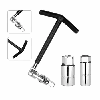 

High Quality T-Handle Universal Joint Spark Plug Socket Wrench Remover Installer 360 Degree Rotate Auto Repair Tool