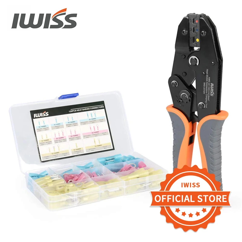

IWISS IWS-2210H Crimping pliers kit Heat Shrink Connectors Crimping Tool with 120pcs Heat Shrink Connectors from AWG22-10