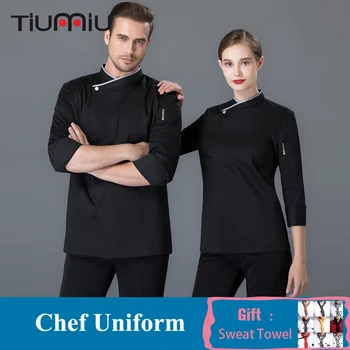 

Chef Jacket Long Sleeve Unisex Restaurant Kitchen Cook Uniform Waiter Baker Workwear Clothes Coffee Shop Bakery Working Coat