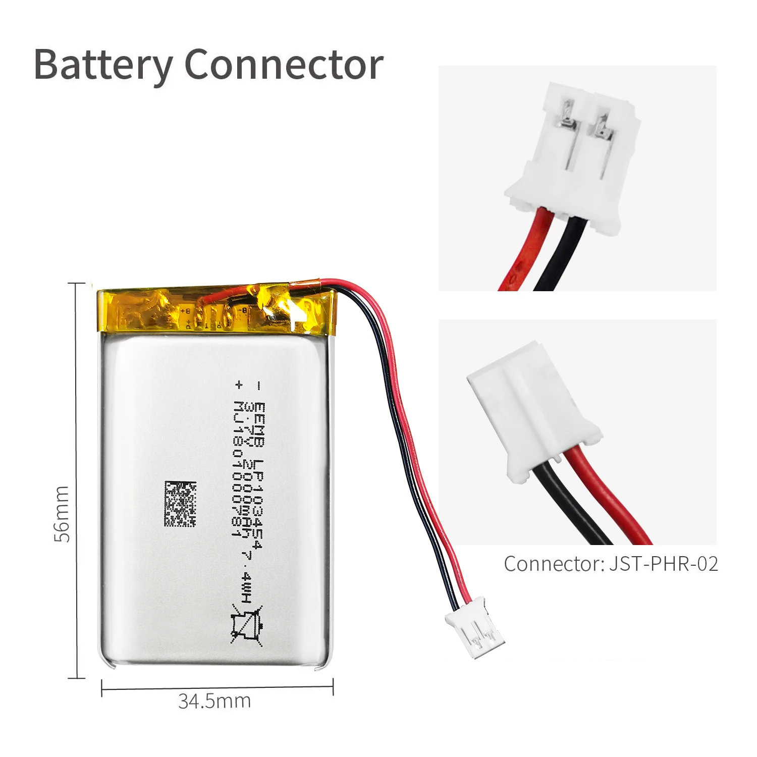Célula de Bateria Baterias de Polímero de Lítio Recarregável para Câmera Eemb Lipolymer Lipo Dvr Mp5 Navegador Gps 103454 3.7v 2000mah - Image 3