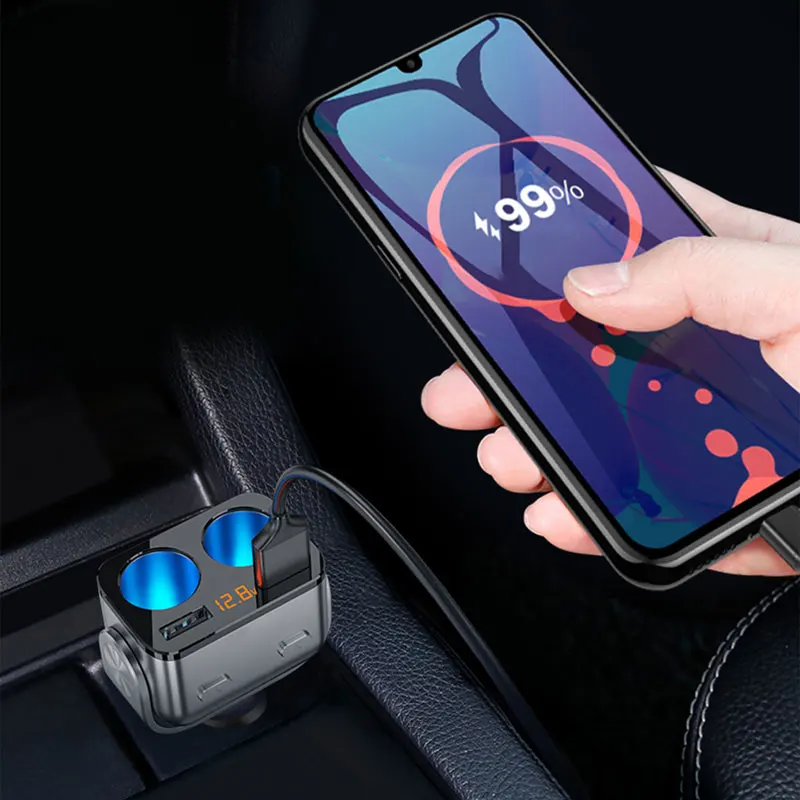 Розетка для автомобильного прикуривателя разветвитель зарядка двойной QC3.0 USB