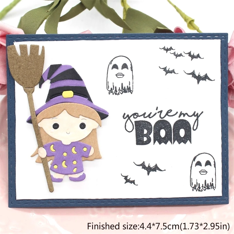 

KSCRAFT Cute Witch Metal Cutting Dies Stencils for DIY Scrapbooking/photo album Decorative Embossing DIY Cards