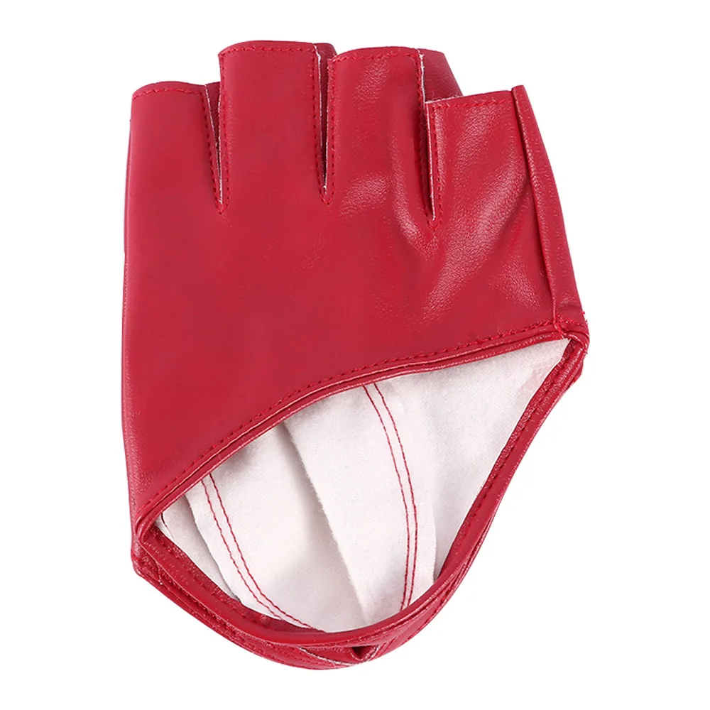 Fashion Women Half Finger PU Leather Gloves Fingerless Driving Show Pole Dance S 