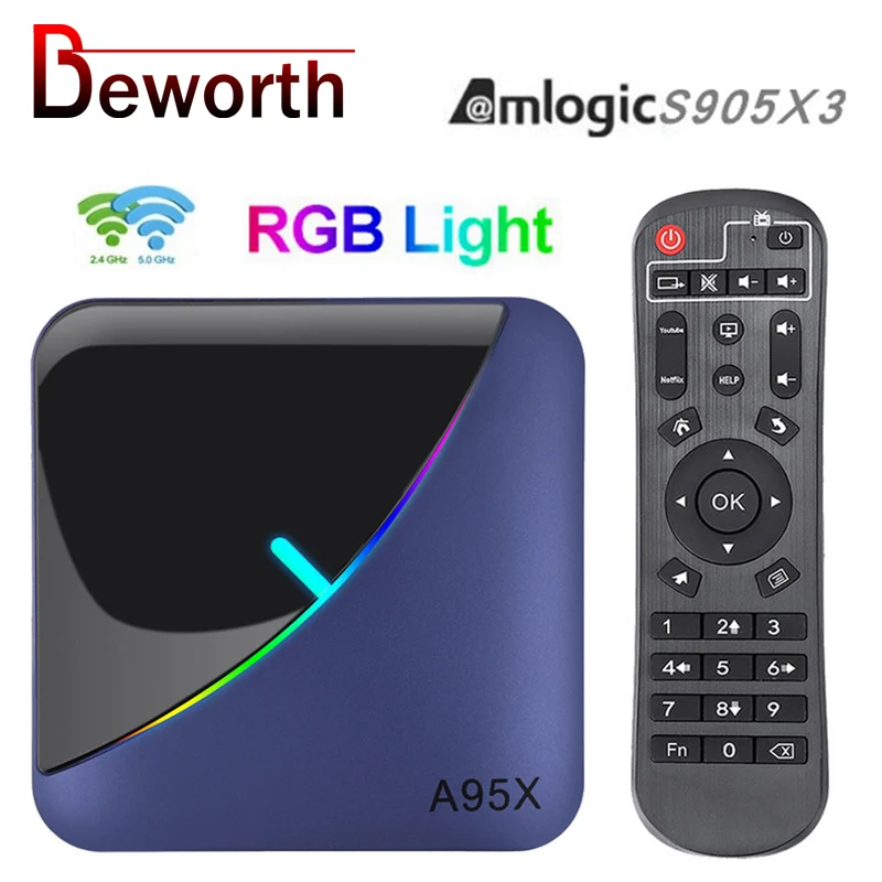 A95X F3 RGB светильник 8K ТВ коробка Android 9 0 4 Гб 64 Amlogic S905X3 32 Wifi смарт медиаплеер A95XF3 X3 2