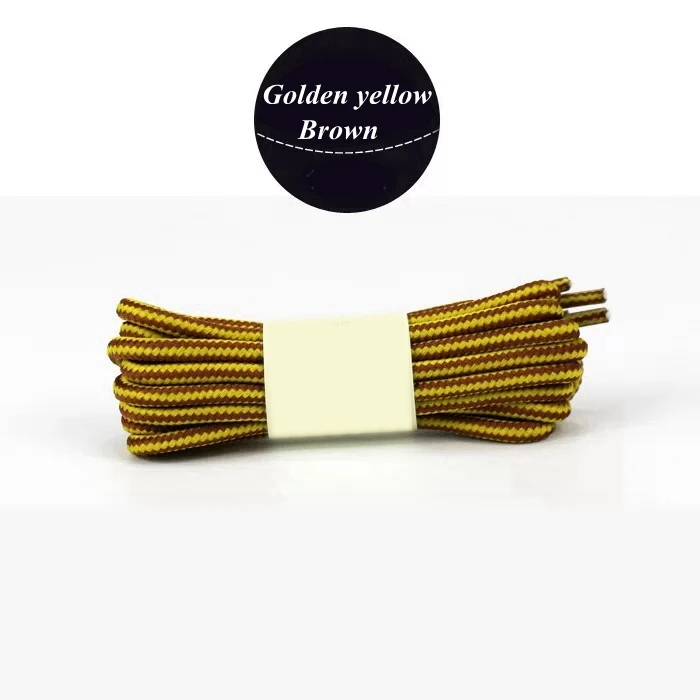 1 пара, 18 цветов, полосатая двухцветная обувь, шнурки, круглые уличные кроссовки с шнурками, хлопковые ботинки, шнурки 70 см, 90 см, 120 см, 150 см - Цвет: Golden yellow brown
