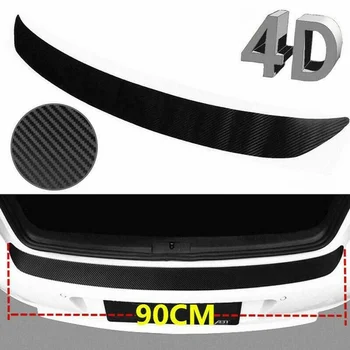 90cm 4D Carbon Fiber Car Rear Trunk Bumper Sticker Guard Pad Scuff Protective Sill Anti-Scratch Cover Decal Strip 1