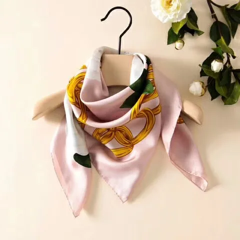 new arrival fashion brand pink flower silk scarf 90*90 cm square shawl twill wrap for women free shipping