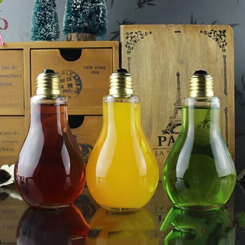 Креативные летние бутылки для воды, модные милые молочные соки в форме лампочки, герметичные пластиковые стаканчики для вечеринки