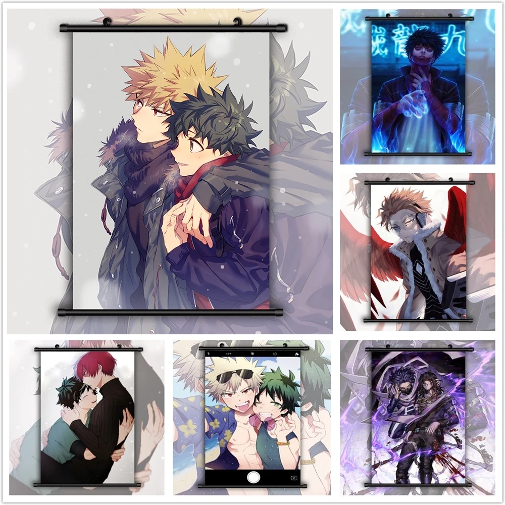 Boku no Hero Академия YAOI Katsuki Izuku Shoto Аниме Манга HD Печать настенный постер