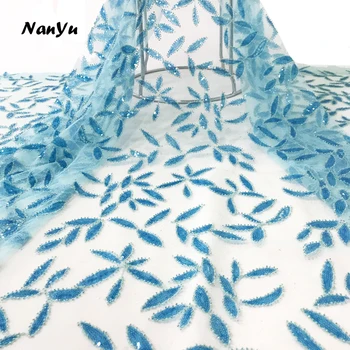 

Luxury Beads Lace Fabric French High Quality Sequin Flower Classic Dress Wedding Designer Beaded Fabric