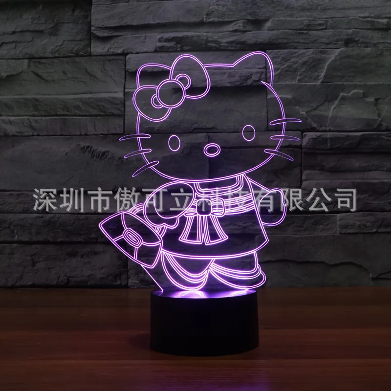 Hello Kitty 3D Night Light Colorful Touch Charging LED Visual Ambient Table Lamp | Освещение
